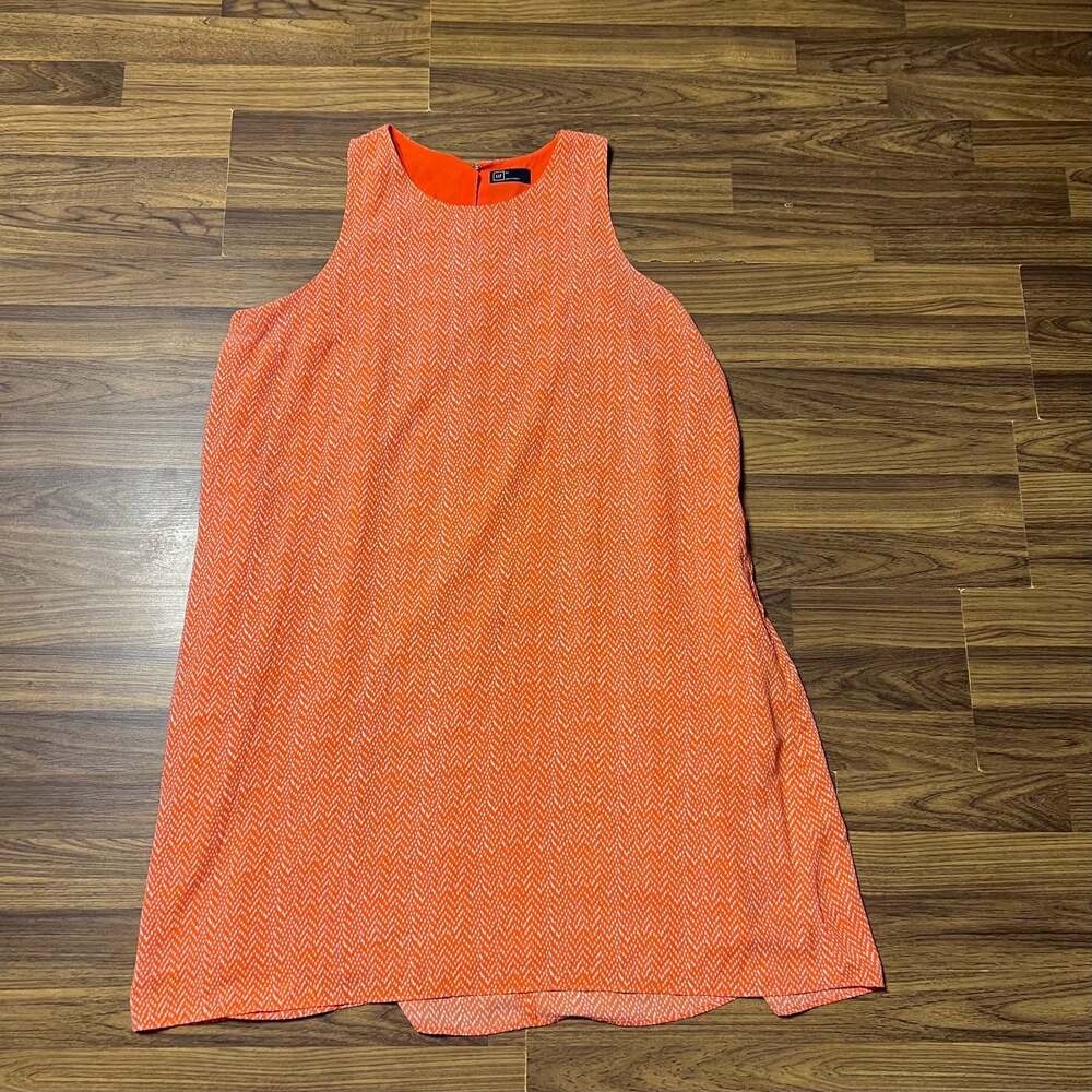 Gap Chevron Print Sleeveless Swing Dress in Orange and White, Size XL